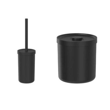 Imagem de Kit Lixeira Bold 6L Preto + Escova Sanitária - Ou