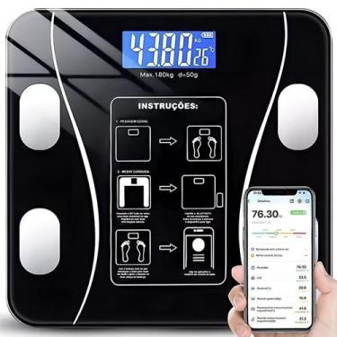 Imagem de Balança Digital Inteligente Preta com Função de Bioimpedância e Aplica