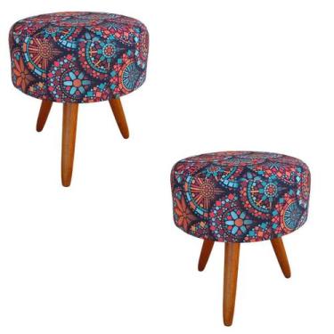 Imagem de Kit 2 Puf Puff Banqueta Decorativo Redondo Mandala - Decore.Com, Redon