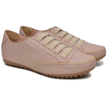 Imagem de Tênis Feminino Sapatênis Couro Casual Mocassim - D' Roma, Nude, 37
