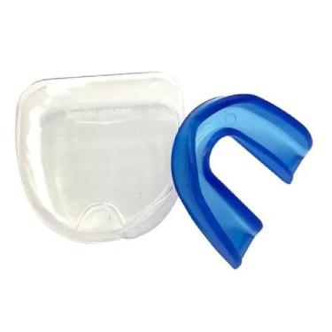 Imagem de 1 Protetor Bucal Simples Silicone Tam. Ú Moldável Com Caixa - IMPT, Az