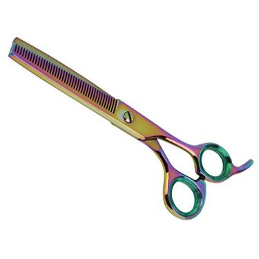 Imagem de Tesoura para animais de estimação Sharf Gold Touch, tesoura para cães de aço inoxidável japonês 440c com 42 dentes de arco-íris