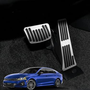 Imagem de ANFOKAS Para Hyundai Tucson Palisade Sonata Santa, para Kia K5 Sportage Sorento Stinger Telluride Cadenza Carnival Optima Acessórios Capa de Pedal Freio e Pedal Acelerador – Prata