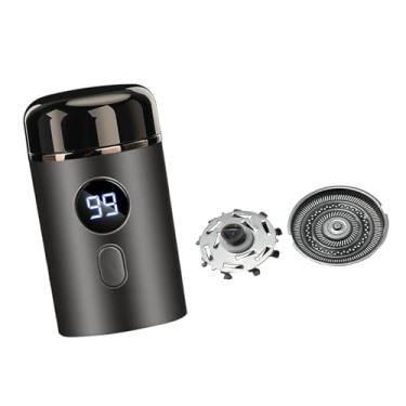 Imagem de menolana Barbeador elétrico Mini barbeador removível de bolso sem fio aparador de barba facial barbeador portátil para viagens barbear acampamento carro, Cinza