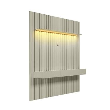 Imagem de Painel Ripado com Rack Suspenso até 70 Polegadas Tulum com LED 1 PT 2 GV Off White Alt 242 Larg 222 cm
