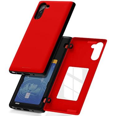 Imagem de Capa carteira Goospery para Galaxy Note 10 com suporte para cartão, capa protetora para celular com camada dupla NT10-MDB, Vermelho