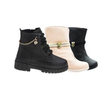 Imagem de Bota Infantil de Menina Feminina - Kit 3 Pares Tam 20 ao 34 - sapatinh