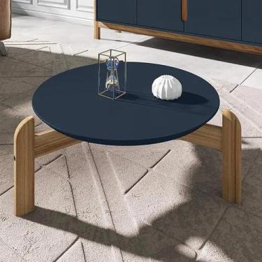 Imagem de Mesa de centro para sala lizz casa d azul cobalto/cedro - Village Móve