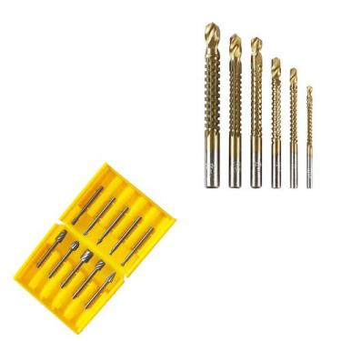 Imagem de Kit  6 Brocas de Corte Lateral + Jogo 10 Fresas Escariadoras - CHARBS