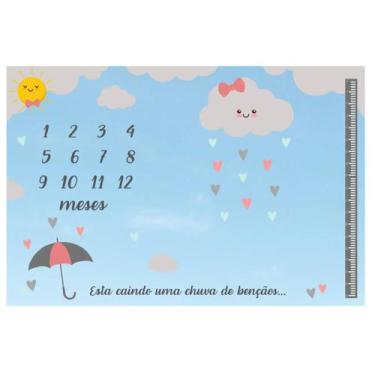 Imagem de Lençol Cenário Foto Mêsversário Chuva Benção Menina Bebê - Minha Estre