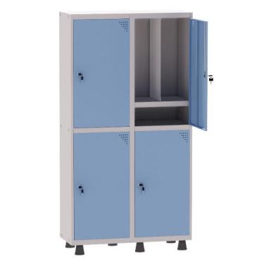 Imagem de Armário Guarda Volume Locker Roupeiro Insalubre 2 Vãos 04 Portas Com P