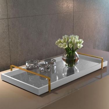 Imagem de Bandeja Decorativa Espelhada Branca Alças Variadas - Zarco Interiores,