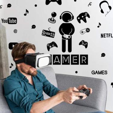 Imagem de Kit de Adesivos Gamer Mundo Adolescente Elementos Internet Quarto Víde