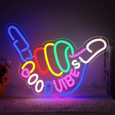 Imagem de HOSITARK Placa De Neon Good Vibes Only Para Decoração De Parede, Placa De Neon Niubility Good Vibes, Placa De Led Colorida Iluminada, Placa De Neon Regulável Alimentada Por Usb Com Interruptor Liga/De