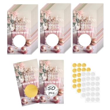 Imagem de 50 peças de cartões raspar vales de presente em branco, cartões de cupons DIY para spa salão de beleza, salão de maquiagem, eventos de restaurante, cartões de agradecimento para aniversário,