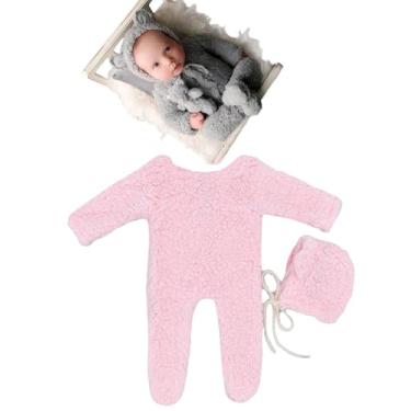 Imagem de CUTEBBPHOTO Macaquinho para fotografia de bebês recém-nascidos para meninos e meninas e bebês com foto de crochê, roupa de malha, Rosa 2, 0-3 Meses