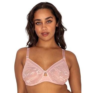Imagem de Curvy Couture Sutiã feminino plus size de renda sem forro com aro, Rosa rosada, 44D