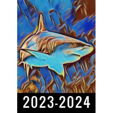 Imagem de 2-Year 2023-2024 Pocket Planner Shark: Monthly Calendar & Agenda Organizer, Monthly Appointment Book, Jan 2023 Dec 2024 Personal Time Management, ... your next 2 years, Gifts For Shark lovers.