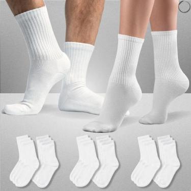Imagem de Kit 9 Pares Meia Cano Longo Respirável Unissex Academia - Rupee, Branc