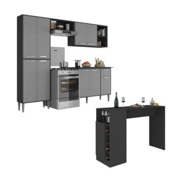 Imagem de Armário de Cozinha com Bancada Americana Xangai Multimóveis Mp2203 Preto/grafite