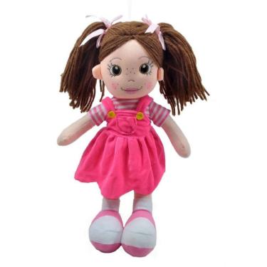 Imagem de Boneca Pano Saia Pink Com Trança 34 Cm