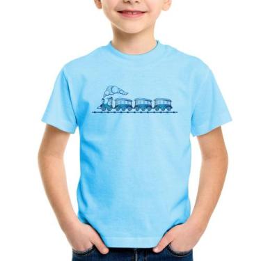 Imagem de Camiseta Infantil Trenzinho Brinquedo - Foca na Moda, Azul bebê, 6