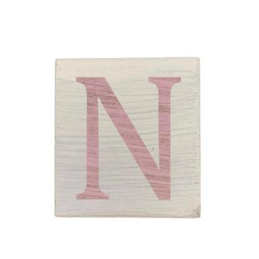 Imagem de Cubo Branco Letra Rosa Bebê Festa Chá de Bebê Decoração 8x8x8 Cm Mdf M