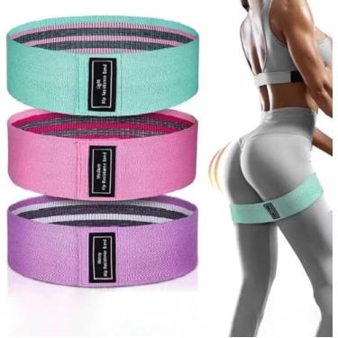 Imagem de Kit 3 Faixas Elásticas Hip Band | Mini Band de Resistência para Treino de Pernas, Glúteos, Musculação, Fisioterapia, Pilates e Yoga | Treine em Casa e Academia | 3 Intensidades e Material Reforçado