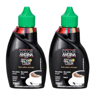Imagem de Kit 2x Adoçante Stevia Líquido 100% Natural Color Andina 30ml