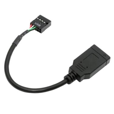 Imagem de NFHK USB 2.0 9 pinos macho para USB 3.1 tipo E Key-A fêmea painel frontal soquete para 9 pinos cabo de extensão de cabeçalho de placa principal 0,49FT