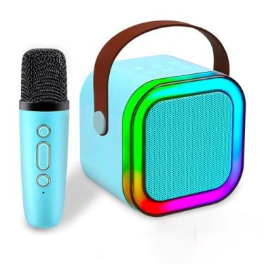 Imagem de Caixa de Som Bluetooth Microfone Karaoke LED Iluminaçao RGB Efeito Mud