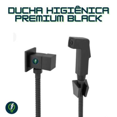 Imagem de Kit Ducha Higiênica Luxo Todo Metal Quadrado Black Edition 1/4 Volta A