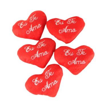 Imagem de Coração de Pelúcia 05 Peças 13 CM, Frase Eu Te Amo, Almofadinha super 