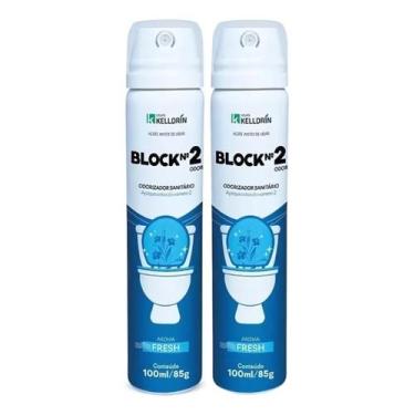 Imagem de Kit 2 Odorizador Sanitario Block Nº2 Fresh 100ml 85g - Kelldrin