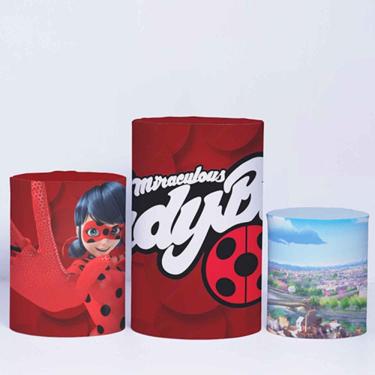 Imagem de Trio de Capa Cilindro para Festa Infantil Veste Fácil c/ Elástico Heroína Vermelha - Fera Print