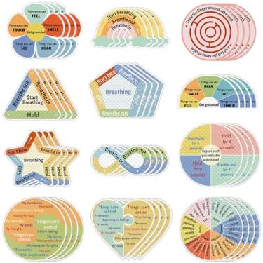 Imagem de 144 peças adesivos sensoriais respiração calma ansiedade adesivos reutilizáveis Mindfulness anti estresse áspero adesivo texturizado tiras de ansiedade para escola, escritório, sala de aula, mesa