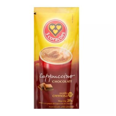 Imagem de 50 Café Solúvel CAPPUCCINO TRÊS CORAÇÕES CHOCOLATE SACHÊ - 3 Corações