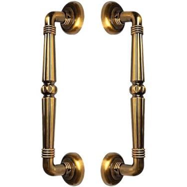 Imagem de Puxador Duplo Victoria 305mm Porta Pivotante Correr Passagem Madeira Vidro Colonial Clássico Rústico Máxima Metais (Ouro Velho)