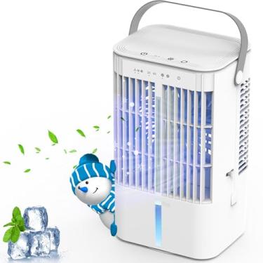 Imagem de Ar condicionado portátil, refrigerador de ar evaporativo de 1200 ml, mini ar condicionado pessoal com 3 velocidades e temporizador 2/4H, ventilador de unidade CA portátil oscilante de 120° pequeno ar