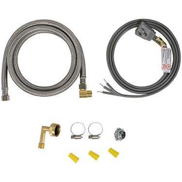 Imagem de Certified Appliance Accessories Kit de instalação de máquina de lavar louça com mangueira de lava-louças e cabo de alimentação de 3 fios, 6 pés, cabeça de tomada de 90 graus