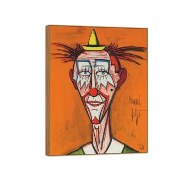 Imagem de Pinturas famosas decoração de arte de parede - imagens para sala de estar - Palhaço com chapéu amarelo - pôster em tela com moldura de madeira e impressões 90 x 117 cm 35 x 46 pol