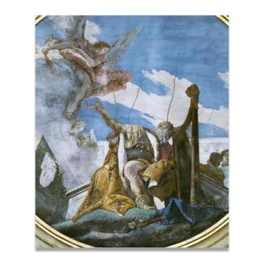 Imagem de Impressão em tela Tiepolo King David Playing the Harp Giovanni Battista – Obra-prima rococó barroca, pintura escolar de Veneza, pintura a óleo decorativa para galeria doméstica 70 x 84 cm