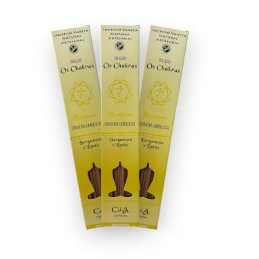 Imagem de Kit com 3 Incensos Naturais e Artesanais Vareta Chakras Umbilical Bergamota Limão