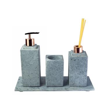 Imagem de Kit Banheiro Bancada Lavabo Luxo Em Pedra Sabão N05 Rosê