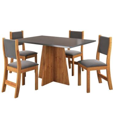 Imagem de Conjunto De Jantar Mesa Retangular Sense Com 4 Cadeiras Sol Mel/cinza/grafite