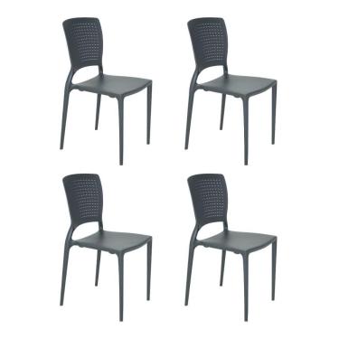 Imagem de Conjunto 4 Cadeiras Safira Em Polipropileno E Fibra De Vidro Grafite Tramontina