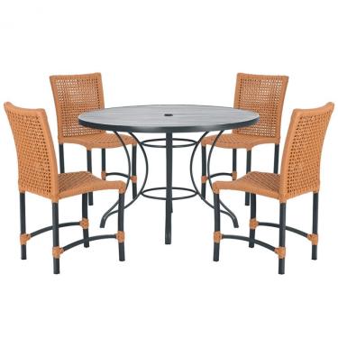 Imagem de Mesa Ascoli Com 4 Cadeiras Cannes De Alumínio Trama Terra Cota