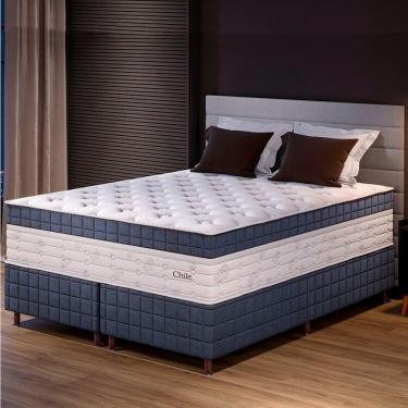 Imagem de Conjunto Colchão Duplo Molejo E Base Box King 78x193x203cm Chile Yescasa Azul
