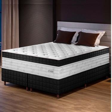Imagem de Conjunto Colchão Duplo Molejo E Base Box King 78x193x203cm Chile Yescasa Preto