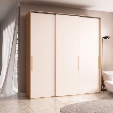 Imagem de Guarda Roupa 3 Portas De Correr London Carvalho Nature-off White